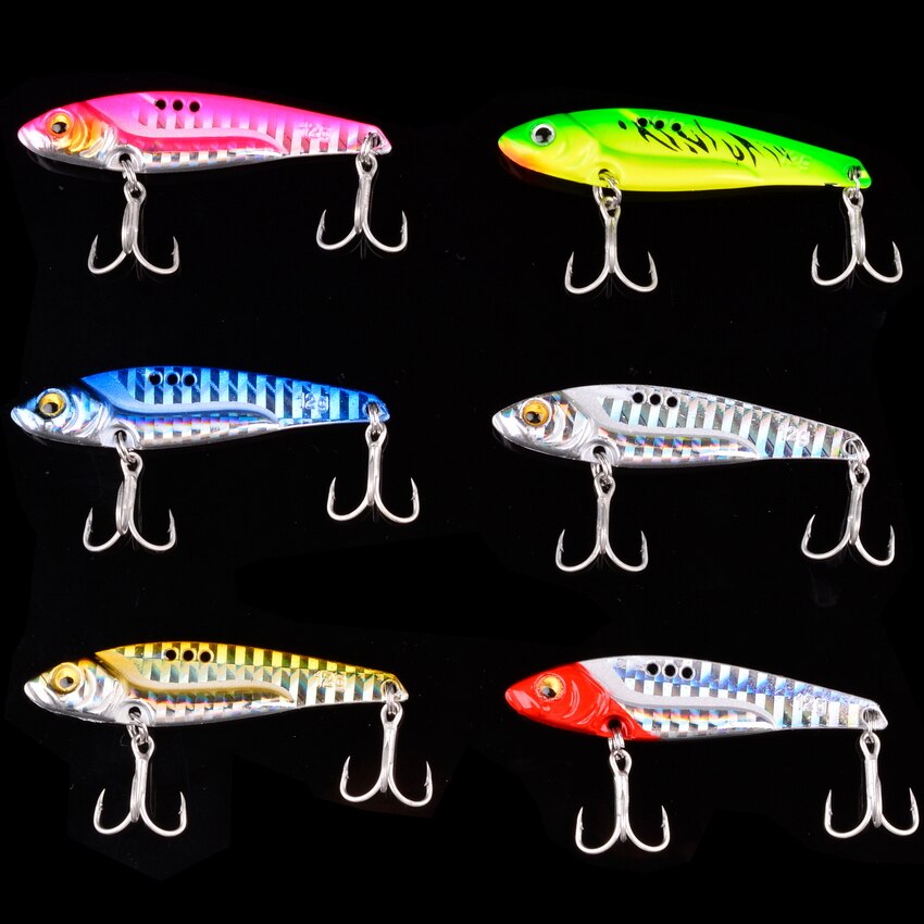 16 Pcs Metal VIB 7g-10g-15g Fishing Lure Set Vibration Spoon Spinner Lures Crankbait Bass Artificial Hard Bait Blade VIB Tackle Mister Fisher