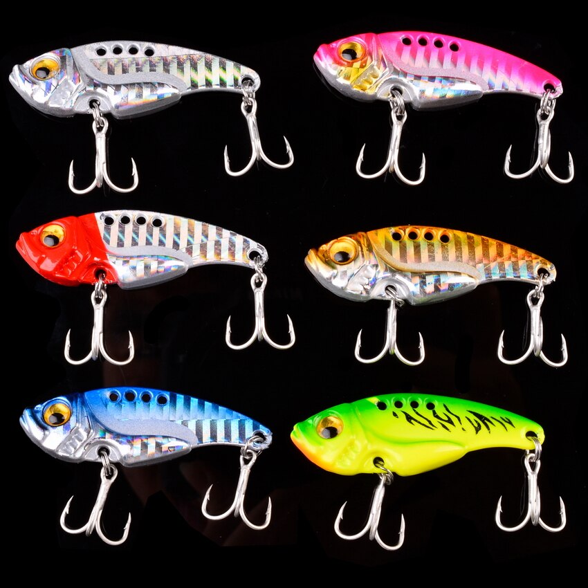 16 Pcs Metal VIB 7g-10g-15g Fishing Lure Set Vibration Spoon Spinner Lures Crankbait Bass Artificial Hard Bait Blade VIB Tackle Mister Fisher