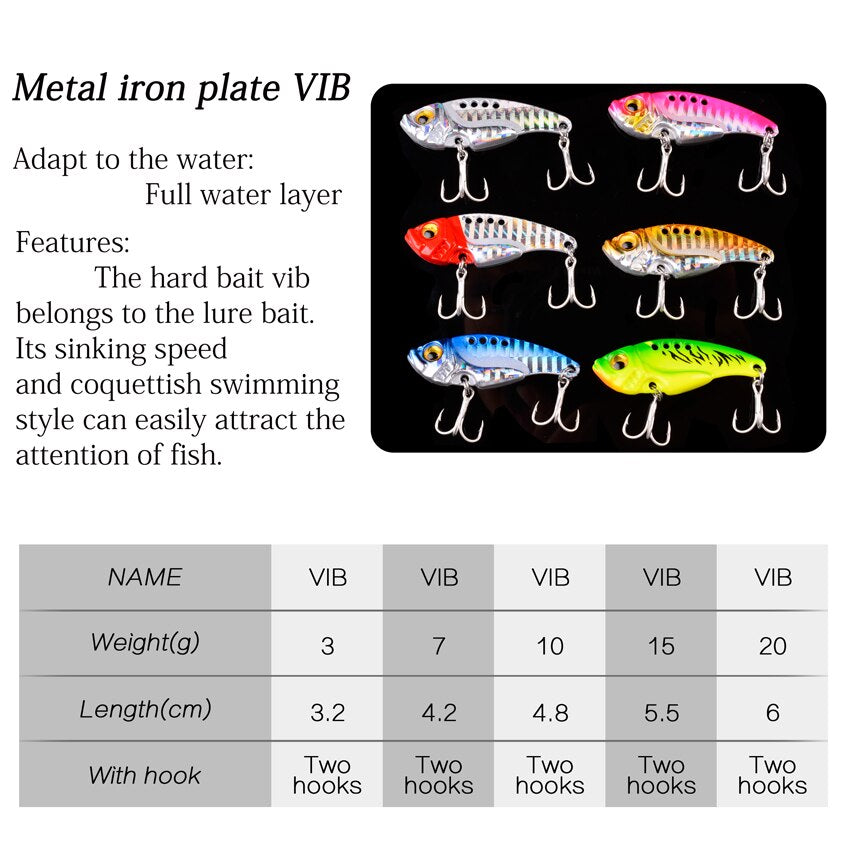 16 Pcs Metal VIB 7g-10g-15g Fishing Lure Set Vibration Spoon Spinner Lures Crankbait Bass Artificial Hard Bait Blade VIB Tackle Mister Fisher