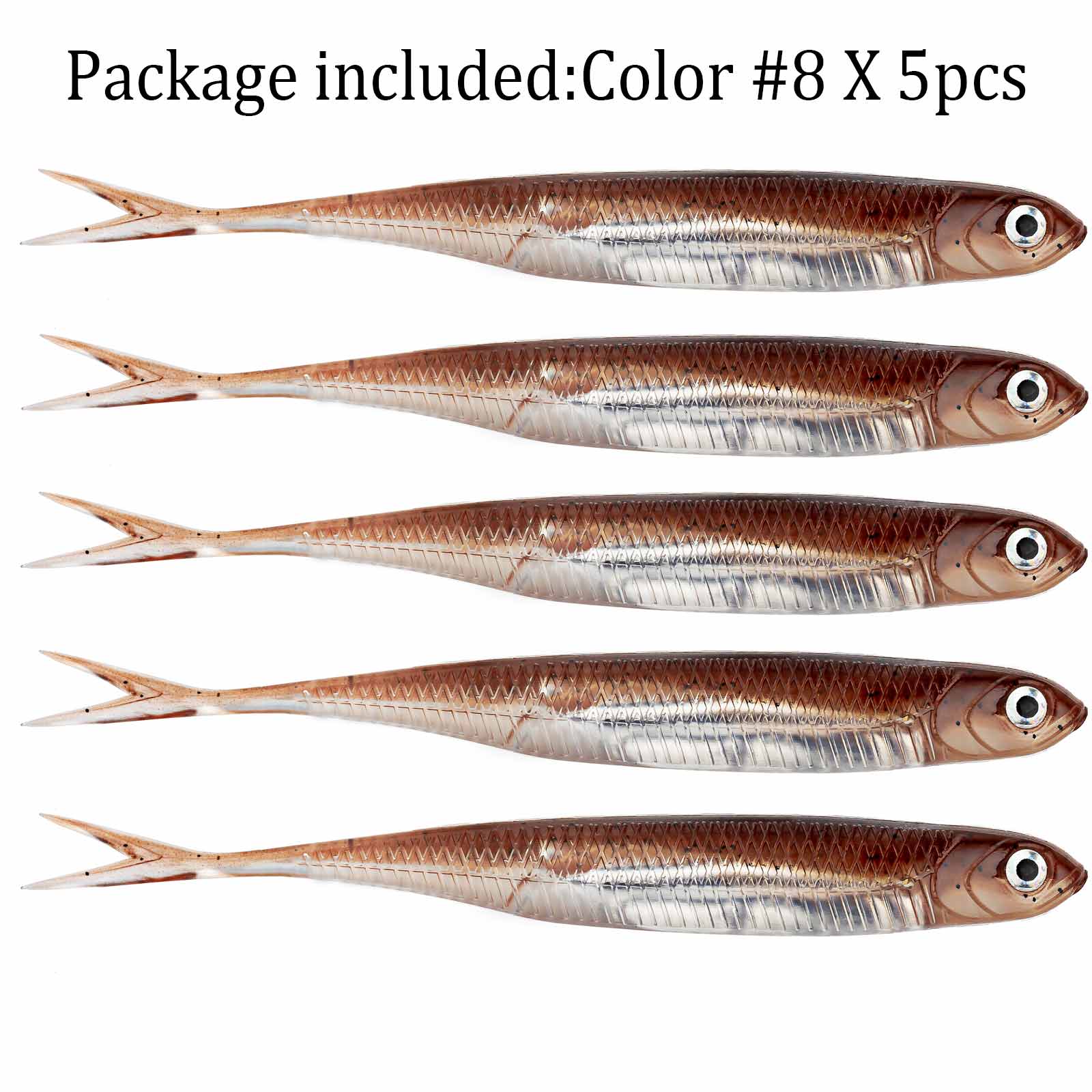 Leurres souples multicolores - 5 pièces - 10 cm Mister Fisher