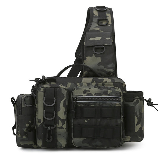 Men Fishing Tackle Bag Single Shoulder Crossbody Tactical Bags Waist Pack Fish Lures Gear Utility Storage Fishing Box Chest Bag Mister Fisher