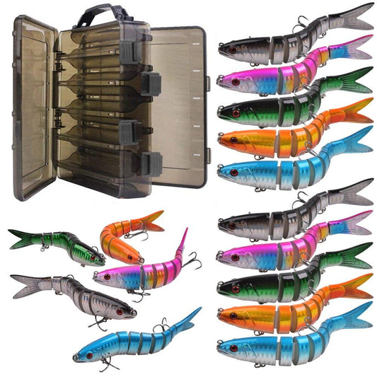 Leurres articulés pour carnassier - 10 pièces + boîte de rangement Mister Fisher